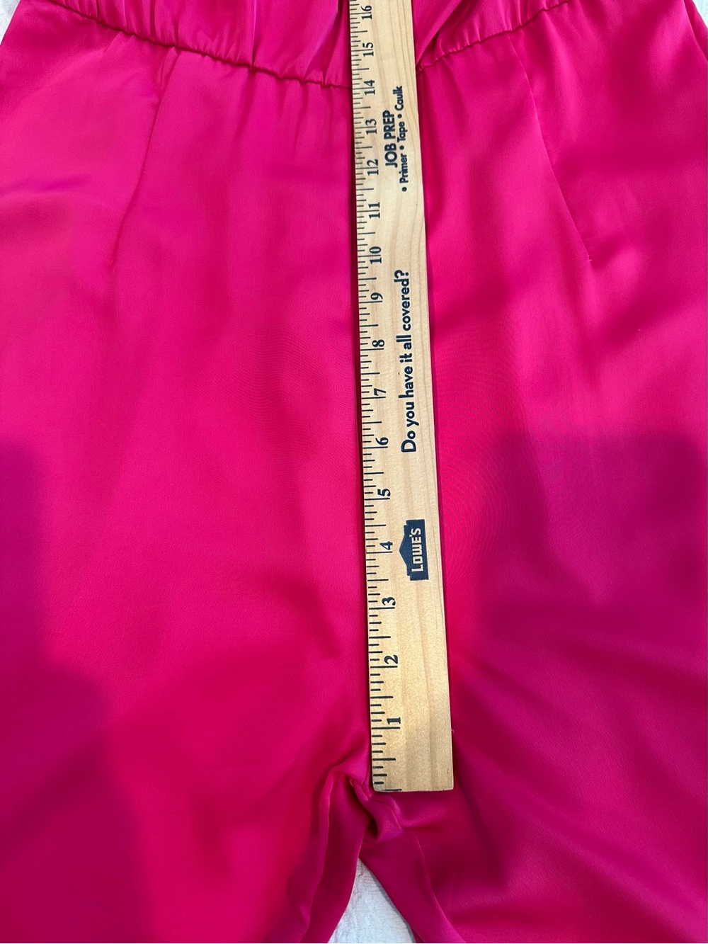 Fuchsia Satin Long-Sleeve Jumpsuit with Draped Neck - Picture 13 of 16